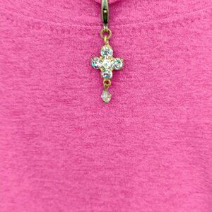 Sabika Delicate Tiny Cross Pendant Swarovski Crystals